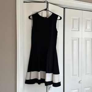 Black and white fit and flare dress